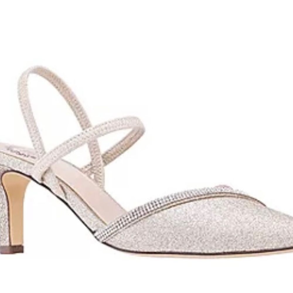 Gold sparkly slingbacks